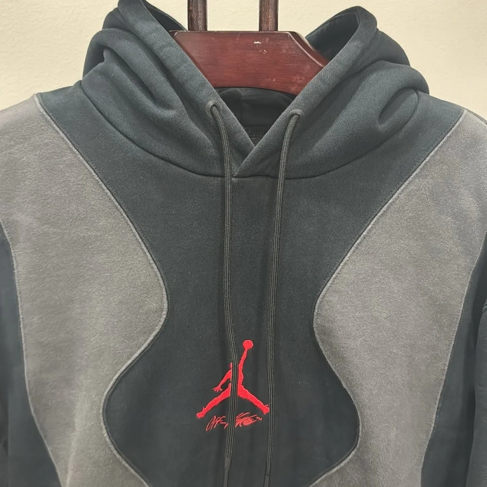 Air Jordan X Off-White Collaboration in Black Hoodie Sweatshirt.  Sz XL - Picture 7 of 16